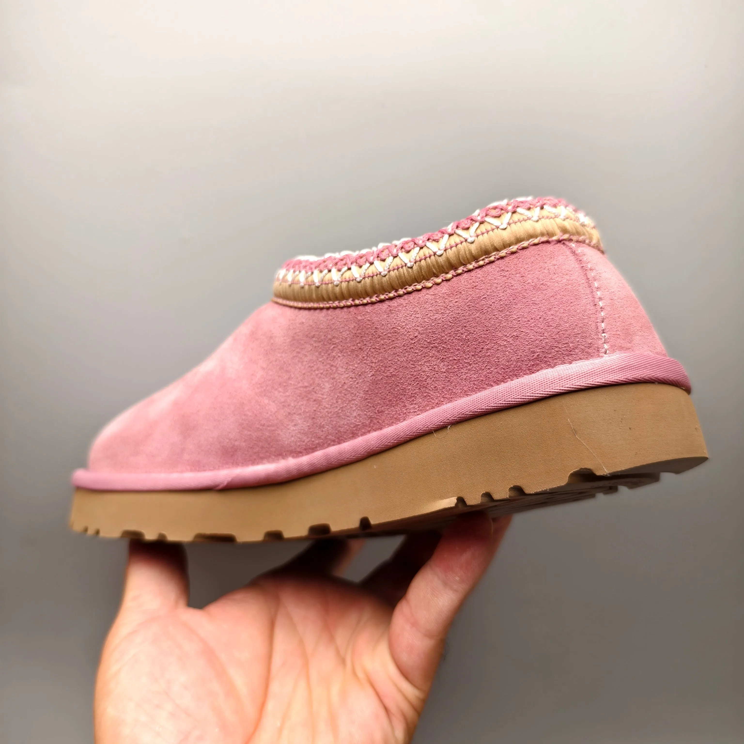 💰440 UGG sheepskin all-in-one snow boots 5955 style 4470 one-legged ethnic style home style for women Color: light oak brown pink sand color Number: 35-41